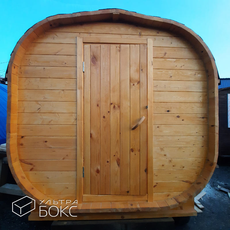 Квадро-баня дверь стеклянная 300 х 220 см +ДОПЫ: дверь внутри стеклянная, топка в предбаннике печь "Везувий Лава", Ель / Кедр — изображение 3