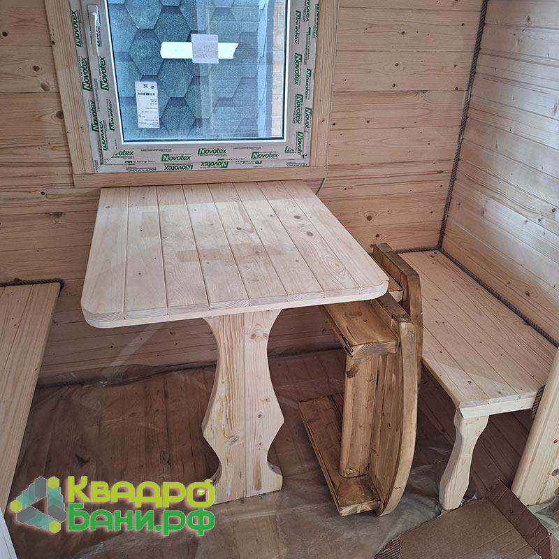 Квадро-Баня 4 х 2,2 м цвет Белёный Дуб +ДОПЫ: окно-форточка в парной, печь «Везувий», забор вокруг печи, ступени полукруглой формы — изображение 18