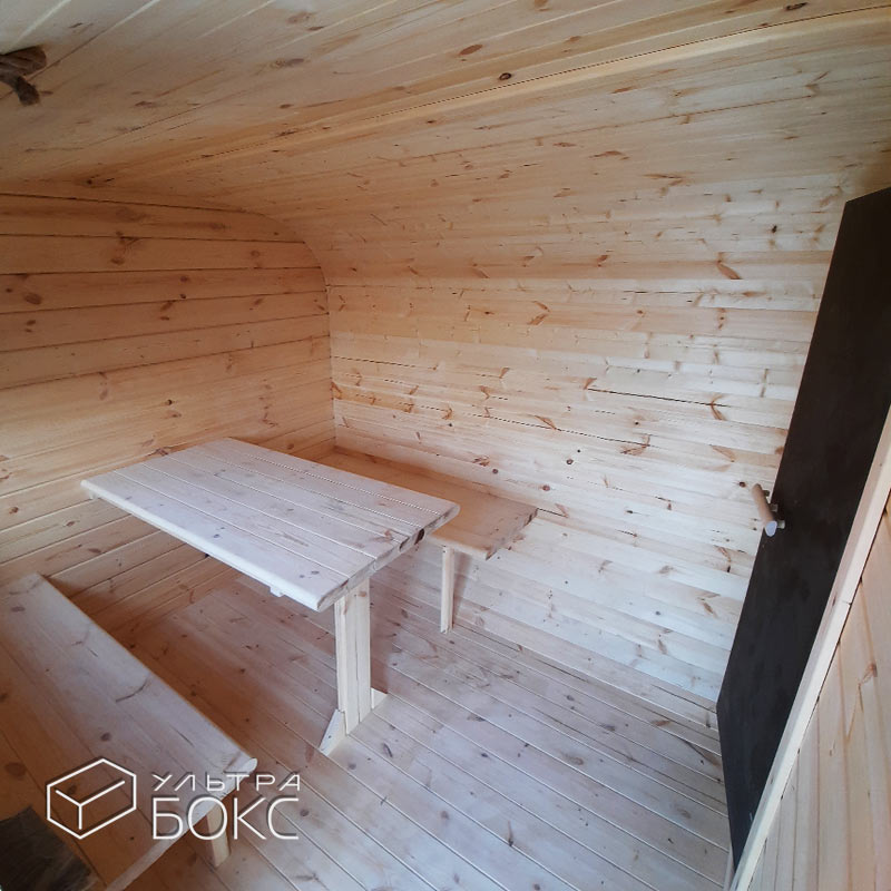 Квадро-Баня топка с улицы 600 х 220 см +ДОПЫ: козырёк над входом, двери внутри стеклянные, окно ПВХ бронза, топка с улицы печь "Везувий-Лава", Ель / Кедр — изображение 23
