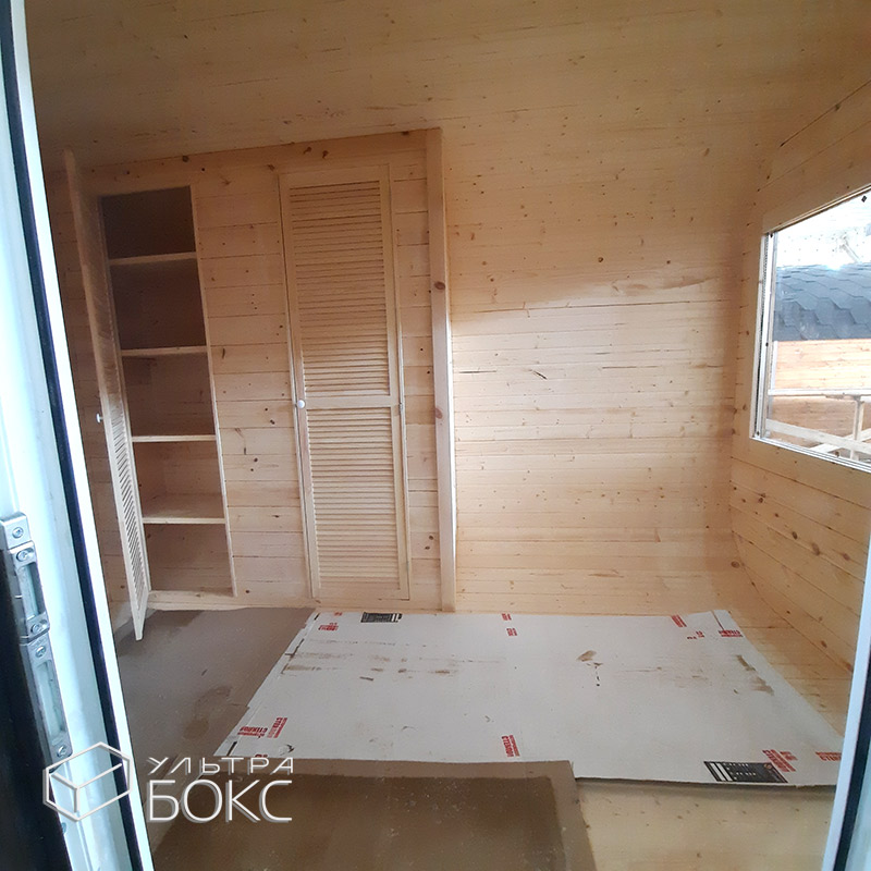 Квадро-Баня Парус 5,9 x 2,4 х 2,5 м из деревянного бруса хвойных пород, электрика, стол, парная с окном-форточкой и сливом под воду, Ель / Кедр — изображение 34